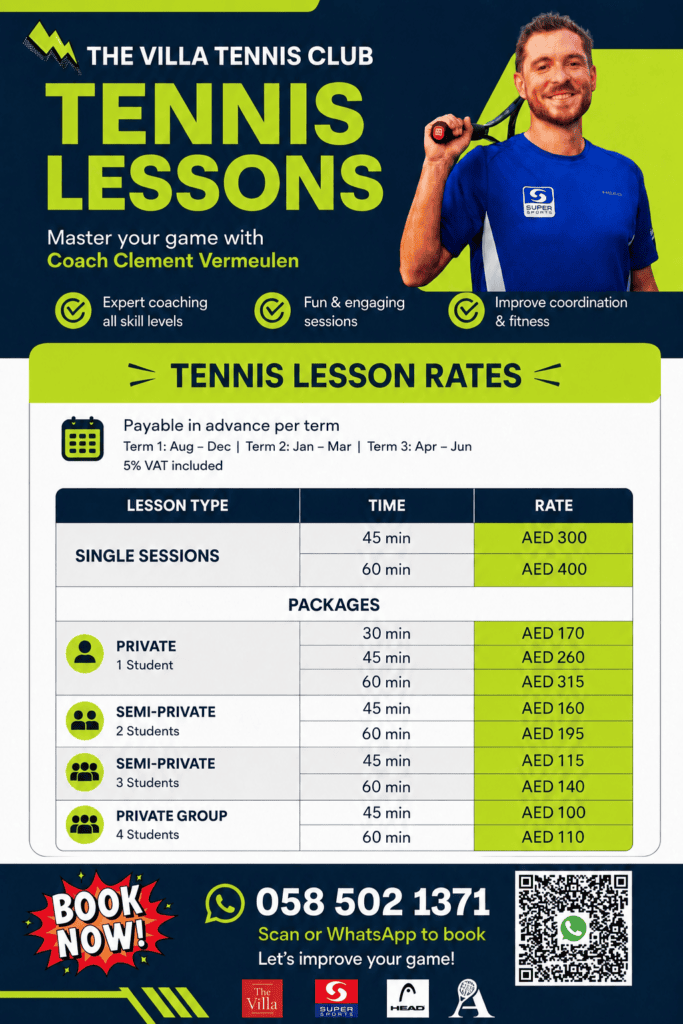 The Villa Tennis Dubai 2026/2027- Academy Objectives & Themes